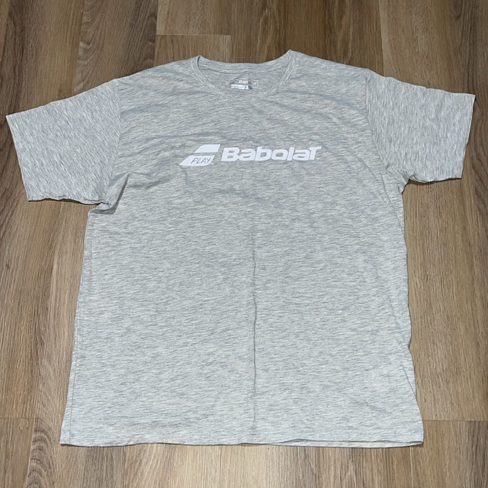 Vintage Great play Babolat Retro player gray grey crew Tennis Court T shirt XL